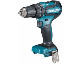 Sidebillede af Makita DHP485Z 18V akku slagboremaskine, fremhæver det kompakte design og kulløse motor teknologi.