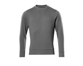 Helkropsbillede af en mørk antracit sweatshirt fra Mascot, model Crossover Carvin, med moderne pasform og synlig ribdetaljer ved hals, manchetter og kant.