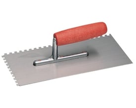 Eskimo tandspartel 280x130 mm med 10 mm tænder og rødt bøgetræs håndtag.