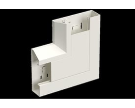 Lauritz Knudsen fladvinkel WGX-S LSU 165Vx72 i hvid RAL9010/60, der danner en indvendig hjørneforbindelse for kabler.
