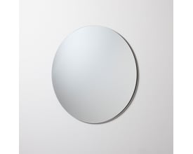 Loevschall Kontur rundt spejl Ø60 cm i sort med svævende design og skjult ramme monteret på en hvid væg.