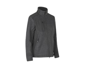 ID Identity dame cardigan i grafit melange, XL, med lynlås foran, brystlomme og sidelommer i slidstærk strikfleece.