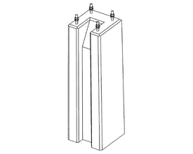 Præfabrikeret betonfundament til rørmaster, M20x1300mm, med fire M20 bolte og 250x250mm boltafstand.