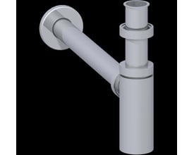 Dansani pungvandlås i krom med 1 1/4" tilslutning, viser vægmonteringsplade og vandfang på sort baggrund.