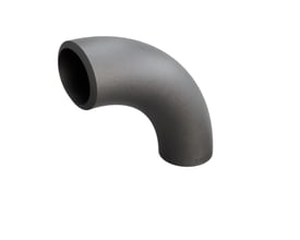 Indura 90° bøjning i P235GH-TC1 stål, 60,3 x 5,6 mm, med en radius på 137,5 mm, vist på hvid baggrund.