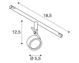 Tegning af SLV SALUNA kabelarmatur med dimensioner for TENSEO lavvolt kabelanlæg.