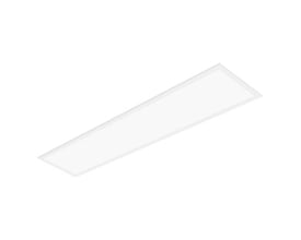 Hvidt, rektangulært LEDVANCE Panel Comfort CMF D PS LED-panel på 120 x 30 cm, vist skråt oppefra.