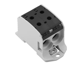 Weidmüller WPD 231 fordelerklemme i grå plast med sort cover og skrueterminaler for 2x95mm² kobber/aluminium, 1000V.