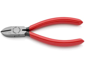 Knipex bidetang, 125 mm, set fra en let vinkel, der viser de røde kunststofgreb og det polerede hoved.