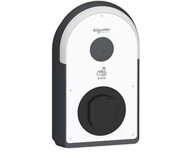 Schneider Electric EVlink Pro AC ladestander med Type 2 udtag, MID energimåler og gråt kabinet, fremstillet i robust plast og metal.