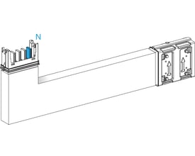 Schneider Electric Canalis vinkel 400A med justerbar længde fra 250 til 750 mm og bredde på 250 mm.