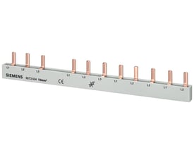Siemens 5ST3 624 10mm² stift-samleskinne med 3 faser, N og 8 faser, CE-mærke og berøringssikkerhedssymbol.