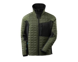 Mascot AD 17115-318 quiltet jakke i mogrø og sort, med høj krave og sorte lynlåse.