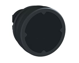 Schneider Electric trykknaphoved Ø22 med stort Ø37 sort trykflade, lavet af robust plast med fjeder-retur funktion.