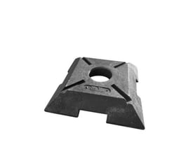 BD fod til afspærringscylinder i genbrugsplast, 390x390 mm og 8 kg tung. Foden er stabelbar og har et centralt hul til cylinder.