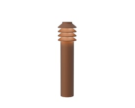 Louis Poulsen Bysted Garden lang pullert i cortenfarvet finish med fire brede ringe omkring lyskilden, til 24 V.