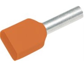 Nærbillede af Elpress isoleret TWIN-terminalrør, viser den røde plastisolering og fortinnede kobberrør.