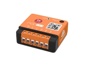 Jumitech trådløst Enocean relæ modul, 250V/10A, med orange top og sorte sider samt tydelige terminaler til tilslutning.