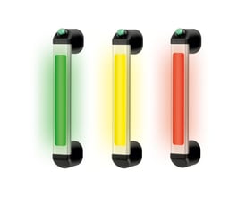 Kraus & Naimer håndtag FH12-LL11 med trykknap og 3 lysende LED-striber i grøn, gul og rød.