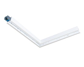 SG Armaturen Lineal Recessed Corner projektør i hvid med indbygget LED og DALI lysstyring på hvid baggrund.