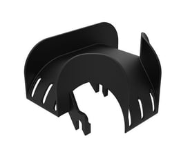 Cablofil universel sort plast 'Hang On' dropout (UDO) til gitterbakker, en sideudgangsløsning til kabelføring.