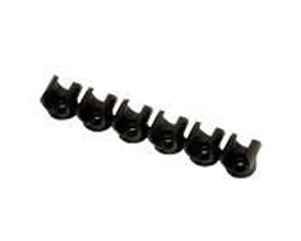 Parker Legris clips til 6 mm slanger, 8 stk. i sort teknisk polymer, vist på hvid baggrund.