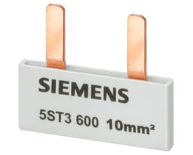 Siemens stiftsamleskinne 5ST3 600 til 10 mm² med 12 x 1-faset tilslutning, hvid plast og kobberterminaler.