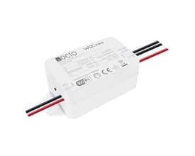 Nærbillede af Ansell Lighting Octo Wiz lysdæmper, viser detaljer på enheden, inklusive WIZ WiFi mærkning og tilslutningskabler.