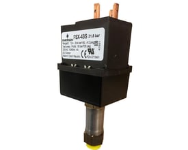 Emerson FSX-43S ventilatorhastighedsregulator til 230 V AC med sort hus, metaltilslutning og mærkeetiket.