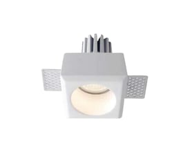 V-Tac Pro GU10 LED lampe i hvid gypsum med indbygningsmål 80x80mm og en højde på 50mm.