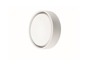 SG Armaturen Frame Round LED væg- og loftlampe i hvidt aluminium med rund, flad diffusor, der giver direkte lys.