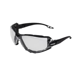 Activewear Carbon 4050 sikkerhedsbrille med klar linse og sorte stænger, vist skråt forfra.
