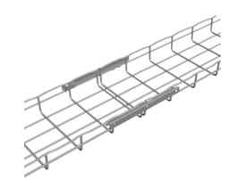 Legrand AUTOCLIC-G laske monteret på en varmgalvaniseret gitterbakke, viser lynkoblingssystemet i brug.