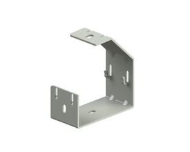 Legrand Vinkelophæng SF 50-RS i grå metal, designet til ophæng af gitterbakker med synlige monteringshuller og bøjninger.