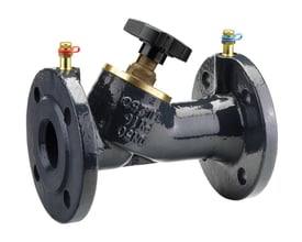 Danfoss MSV-F2 indreguleringsventil, DN50, udført i mørkegråt støbejern med flange, viser justeringshåndtag og målenipler.