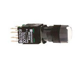 Schneider Electric Ø16 mm hvid, rund, planforsænket tryk med 1NO+1NC kontakter, model XB6AA15B.