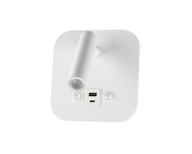 Hvid V-TAC VT-80068 LED sengelampe med justerbar lampearm og USB/PD opladningsport.