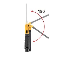 Tegning af Ironside slim LED-håndlampe med lampehoved, der kan vippes 180 grader.