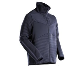 Mascot Customized fleecetrøje i mørk marine, 4XL, med moderne pasform og lynlås foran, set fra siden.