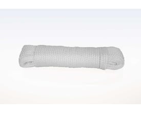 Roliba Flagline PP Lux, 5mm, hvid krydsflettet polypropylen snor rullet sammen på hvid baggrund.