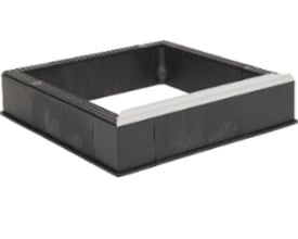 Uni-Seals IQ Futura power rammesæt på 900 x 900 mm, vist som en firkantet, åben ramme med mørke sider og lys kant.