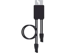 Huawei SUN2000 600W-P Power Optimizer med sort kabel og stik, designet til solpaneler op til 600Wp.