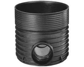 Wavin Tegra inspektionsbrønd i sort PP-plast med Ø600 mm opføringsrør og en Ø315 mm sideindgang for Ultra-rør.