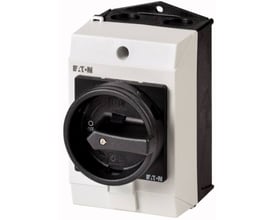 Eaton reparationsafbryder T0-2-8900, 20A IP65, 3-pol+N i hvidt og sort kabinet med aflåseligt håndtag.