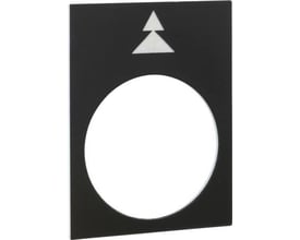 Schneider Electric Harmony symbolskilt, 30x40mm sort plast med hvid venstrepil og to pile for 2 hastigheder.