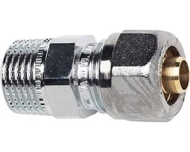 IMI TA TA-PX overgangsnippel i forkromet messing til 15mm PEX-rør med en 1/2" udvendig gevindnippel.