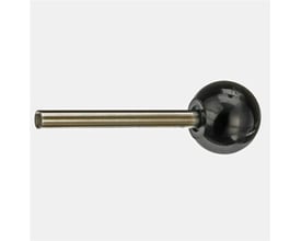 ABB RHS GKey MKey håndtag med sort kugleformet greb og metallisk stang, isoleret mod lysegrå baggrund.