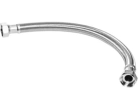 Aqua Danmark tilslutningsslange 1" x 500 mm i softpex materiale med metalfletning og vinklede fittings.
