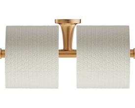 Duravit Starck T dobbelt papirholder monteret med to ruller toiletpapir i børstet bronze finish.