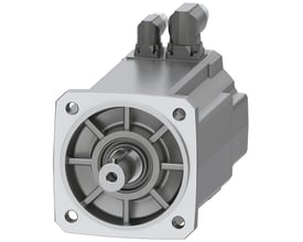 Siemens Simotics S-1FK2 CT servomotor med 12 Nm moment og 2,85 kW effekt, viser aksel og monteringsflange.